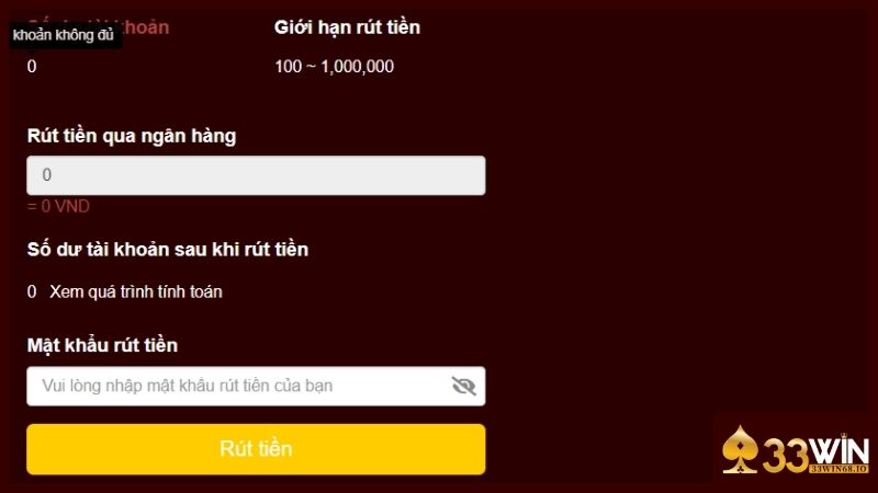 Bạn cung cấp số tiền cần rút theo hạn mức cho phép