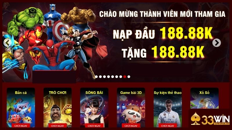 Chương trình nạp tiền độc quyền tại trang web 33WIN