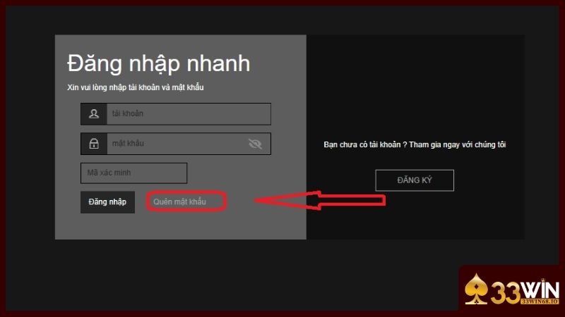 Bạn nhấn quên mật khẩu tại biểu mẫu đăng nhập