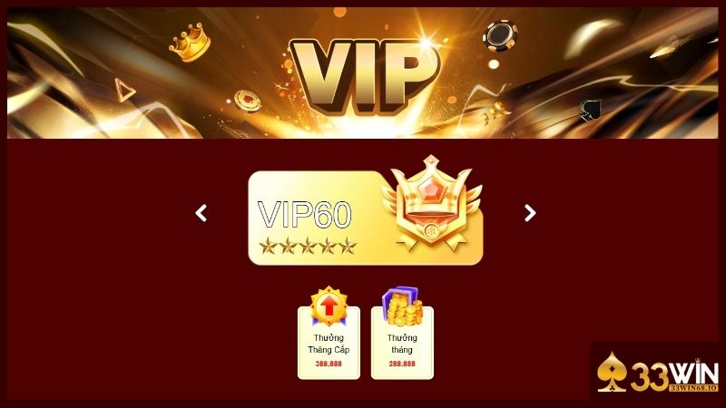 Tiền thưởng cao nhất dành cho VIP 60