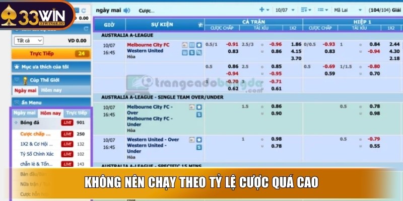Không nên chạy theo tỷ lệ cược quá cao